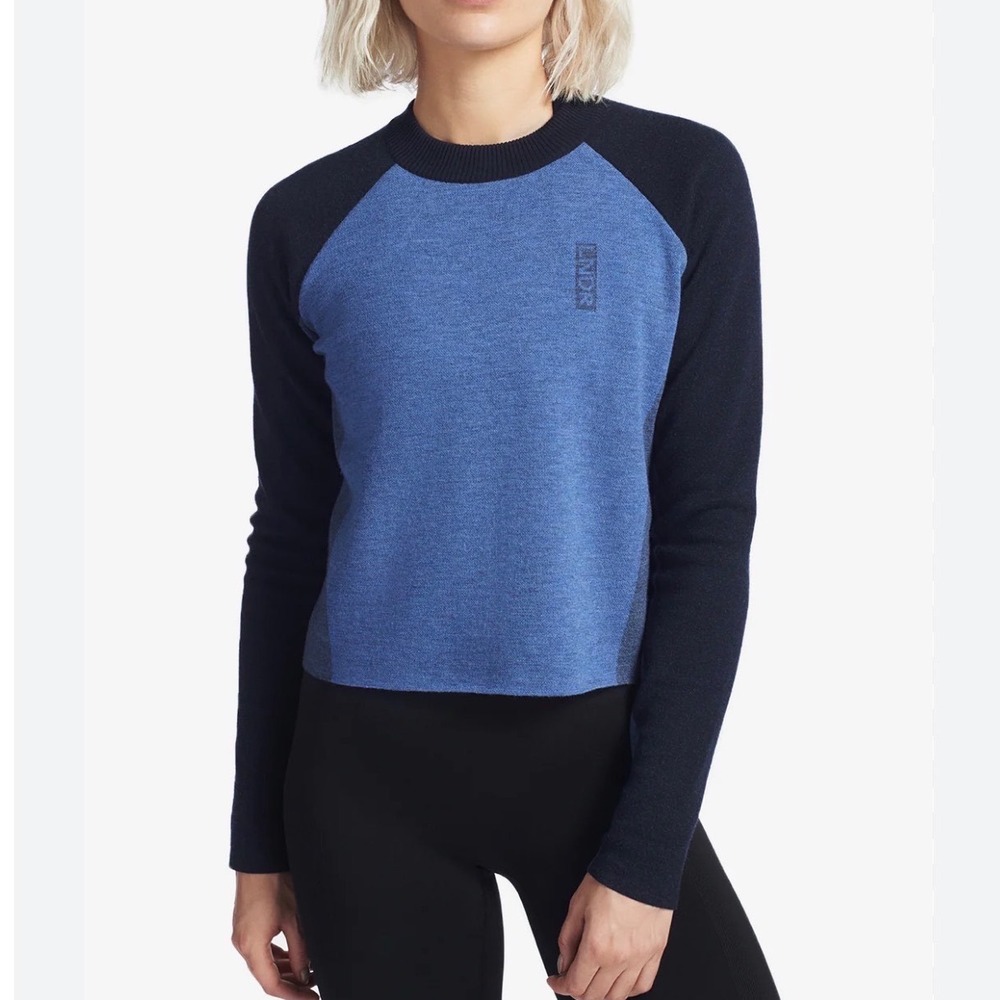 LNDR 100% Extrafine Merino Wool Colorblock Sweater Navy XS S WPA18/KN635/013